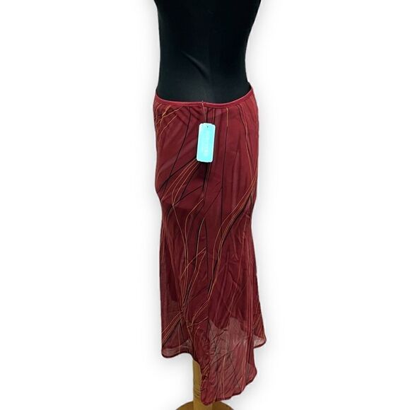 Forever 21 A line skirt sz L Rust red sheer Vintage new with tags Dark Academia - Picture 6 of 13